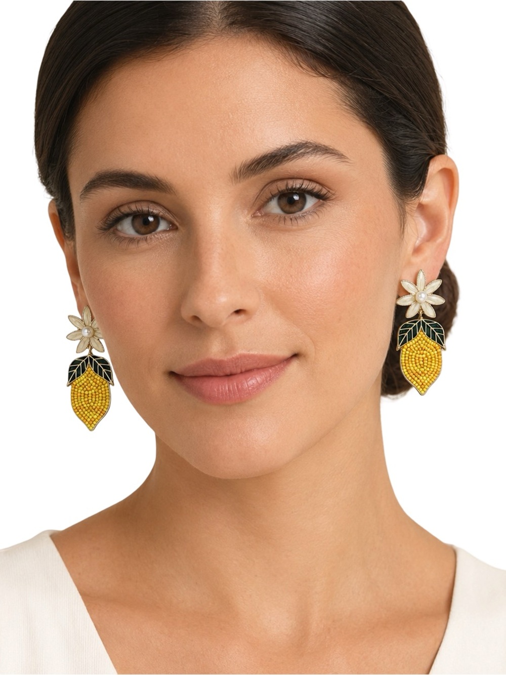 SUGARFIX by BaubleBar Best of the Zest Beaded Lemon Drop Earrings NWT